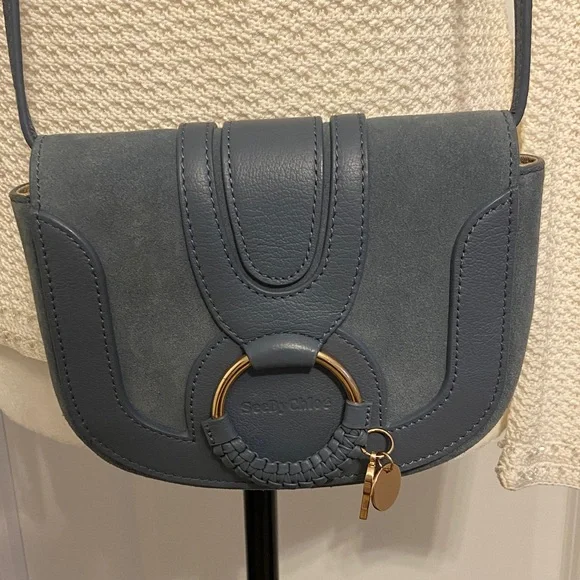 See By Chloe Hana Leather and Suede Crossbody Bag in Stormy Sky - Picture 1 of 14